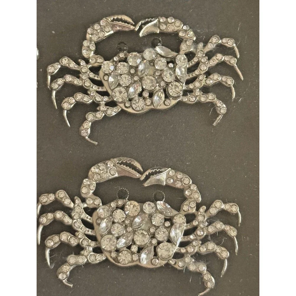Tahari Home Rhinestone Crab Crabs Napkin Rings Set of 4 Bling Nautical Sea Life